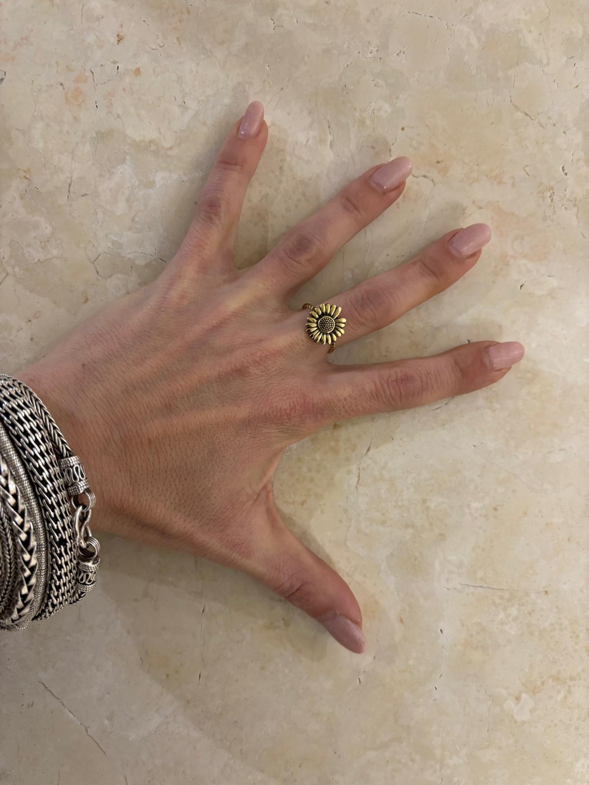 ANELLO OTTONE GIRASOLE - REGOLABILE