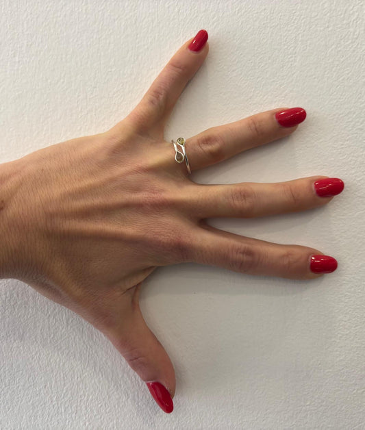 ANELLO GOCCIOLINA TORMALINA VERDE - ARGENTO 925 - REGOLABILE