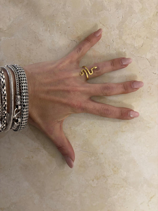 ANELLO OTTONE SERPENTE LISCIO - REGOLABILE