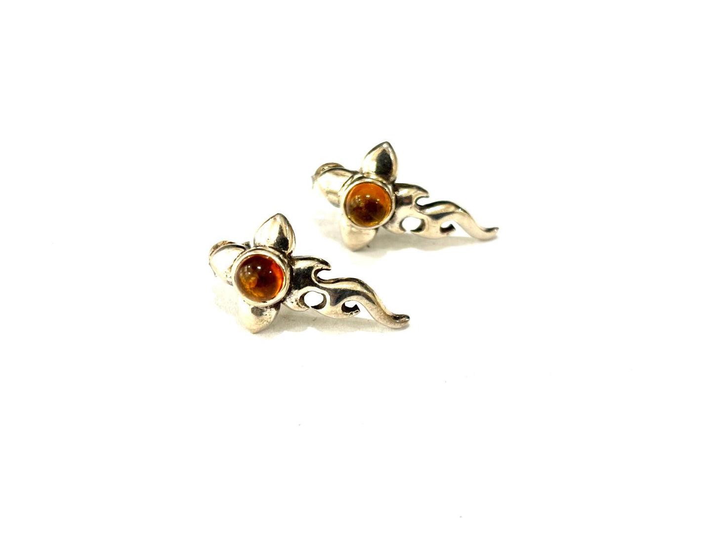 ORECCHINI PERNO AMBRA - ARGENTO 925