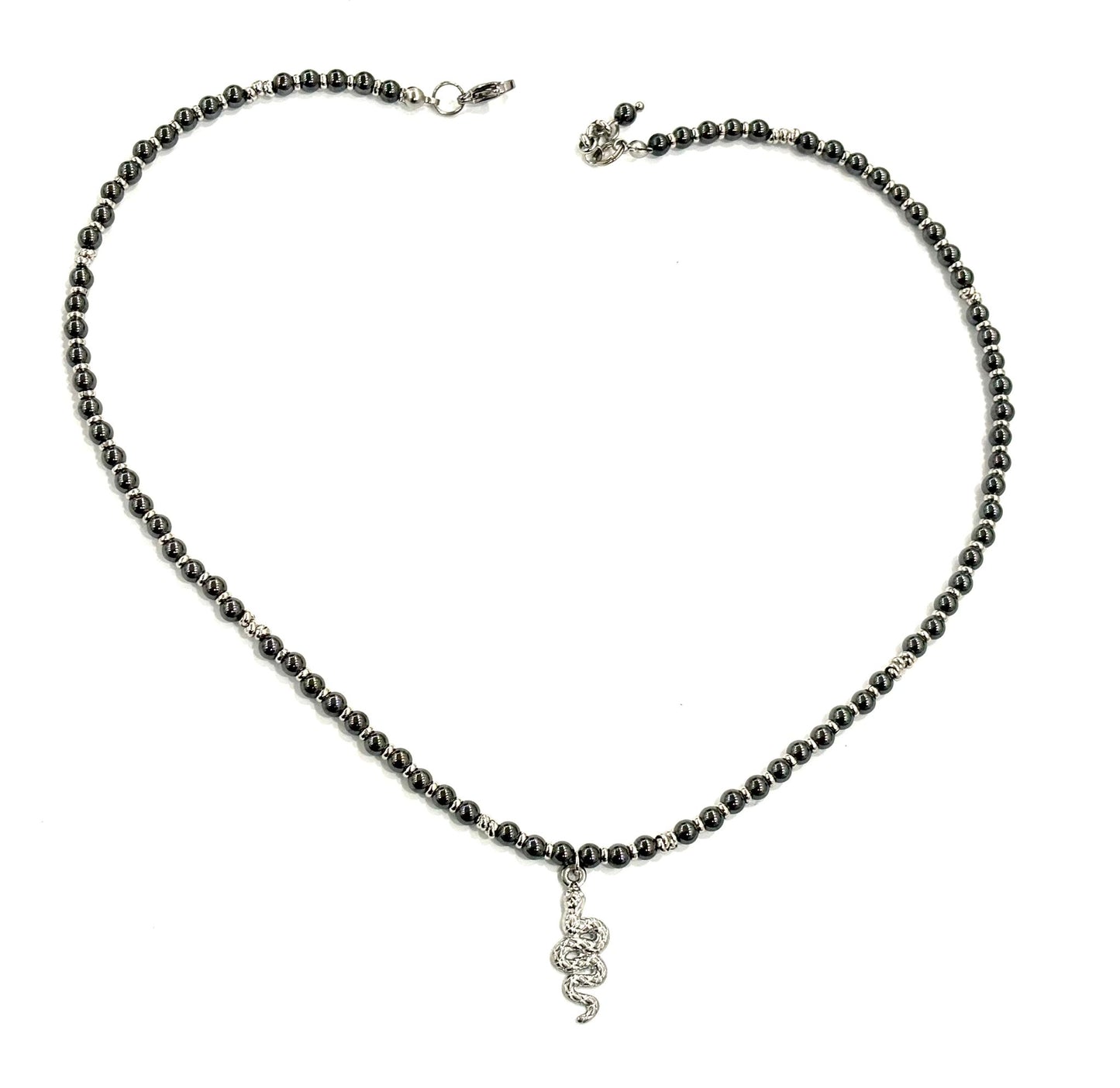 COLLANA GIROCOLLO ACCIAIO - EMATITE - SERPENTE ACCIAIO