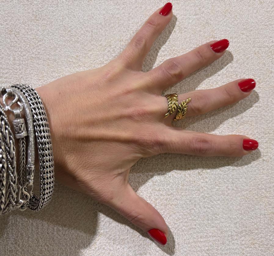 ANELLO FOGLIA OTTONE - REGOLABILE