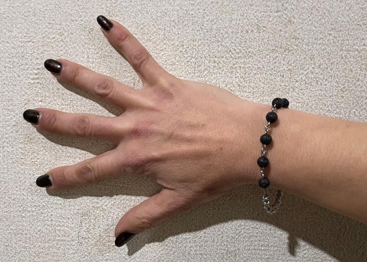 BRACCIALE STEEL&STONE ACCIAO - PIETRA LAVICA