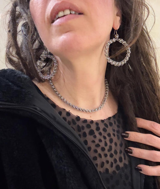 COLLANA SFERE IN GABBIA ACCIAIO