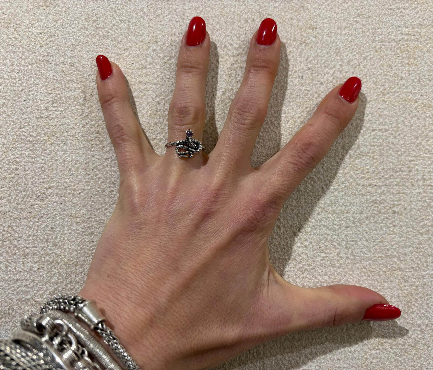 ANELLO SERPENTINO AVVOLTO - AMETISTA - ARGENTO 925