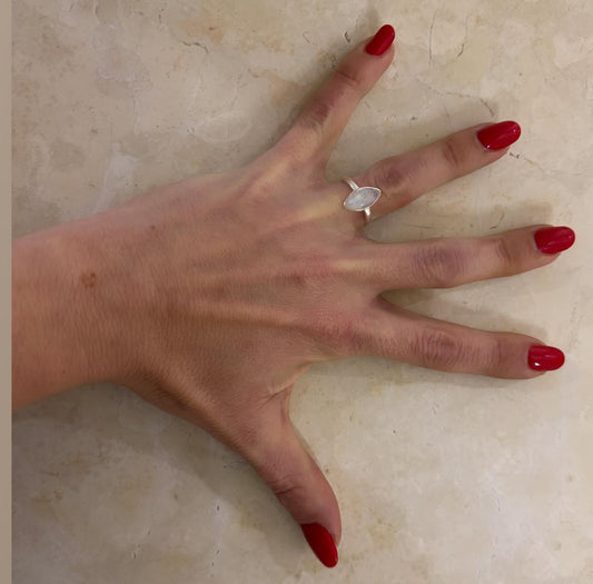 ANELLO PIETRA DI LUNA SPOLETTA - ARGENTO 925