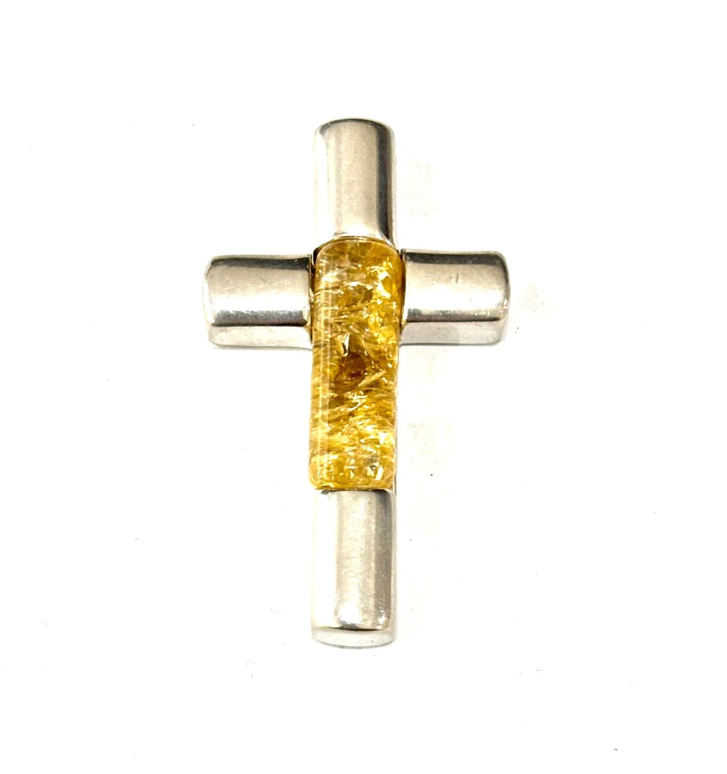CIONDOLO CROCE/AMBRA ARGENTO 925