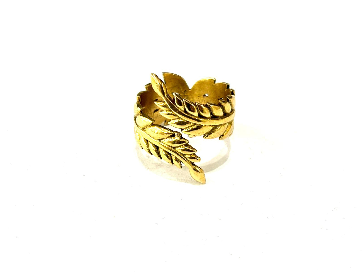 ANELLO FOGLIA OTTONE - REGOLABILE