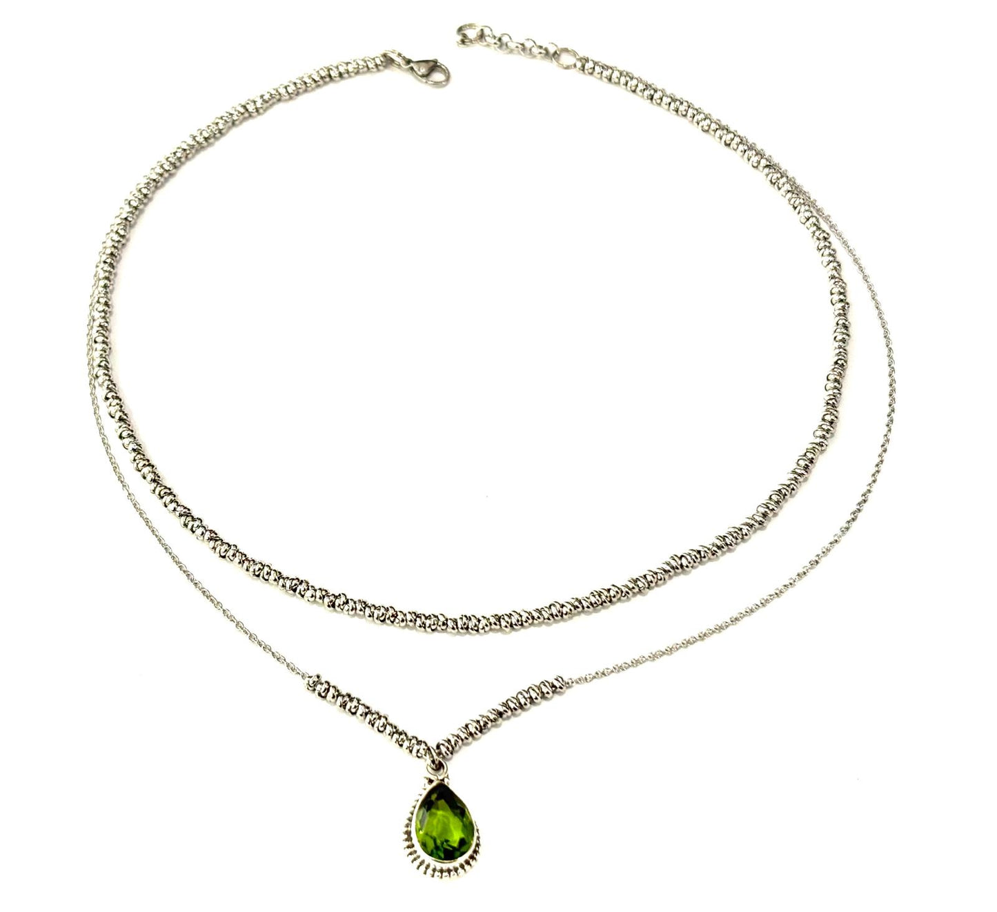 COLLANA DELICIOUS ACCIAIO - GOCCIA PERIDOTO ARGENTO 925