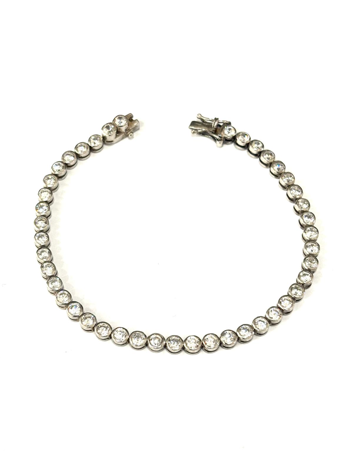 BRACCIALE TENNIS CIPOLLINA BIANCO 3MM - ARGENTO 925