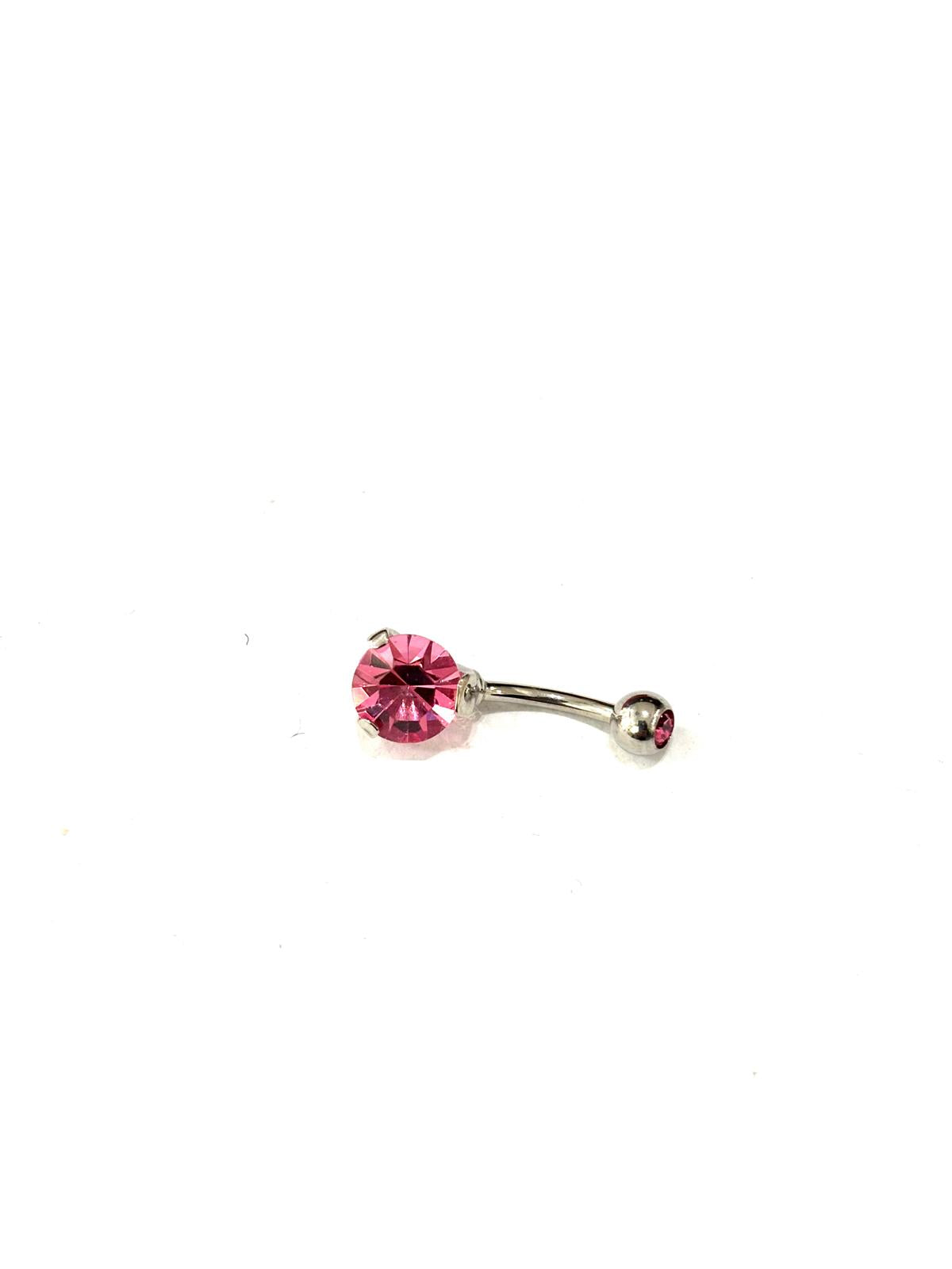 PIERCING OMBELICO SWAROVSKI TRE GRIFFE ROSA - ACCIAIO 316L