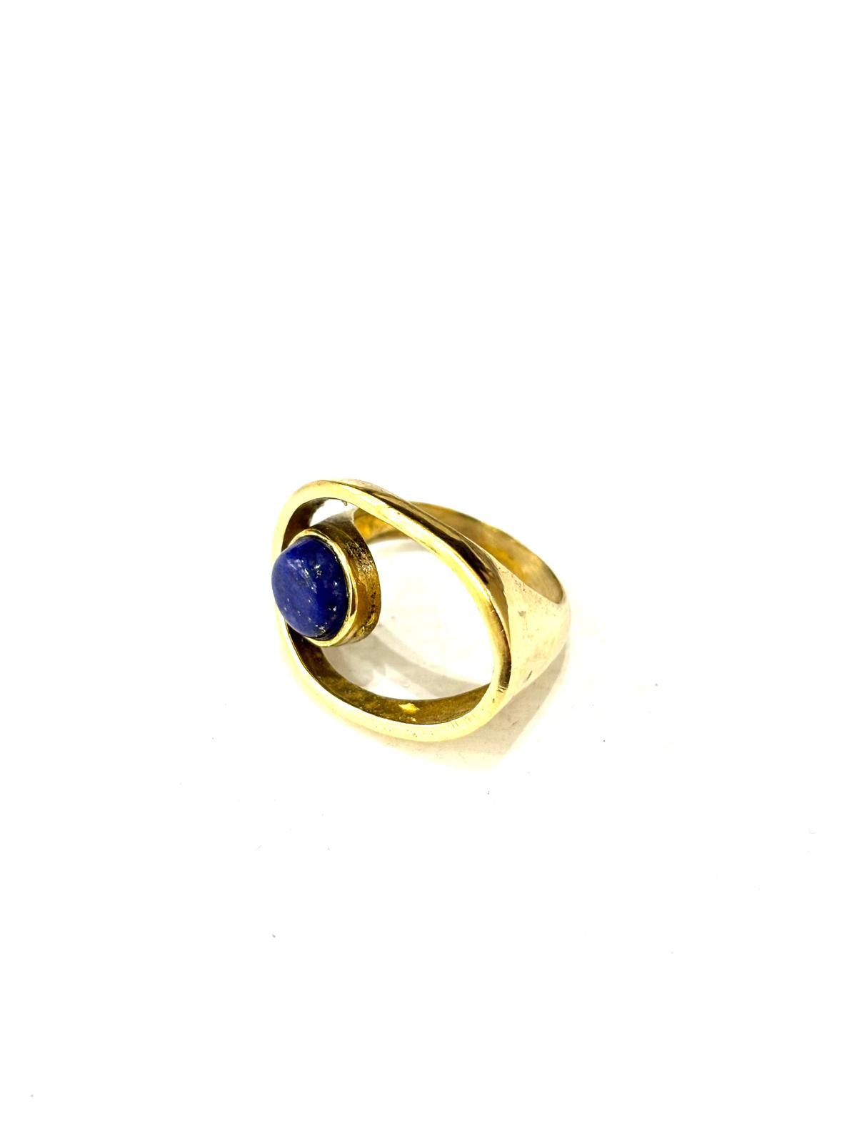 ANELLO OVALE OTTONE - LAPISLAZZULI - LABRADORITE BIANCA