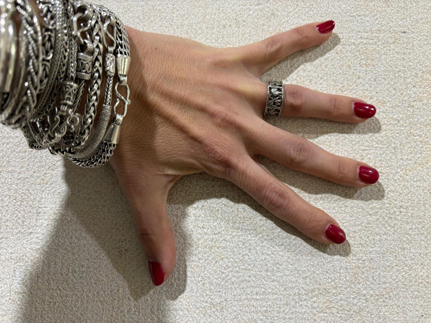 ANELLO ELEFANTI IN FILA INDIANA ARGENTO 925