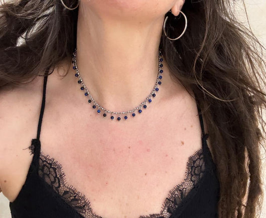 COLLANA WATERFALL ACCIAIO - OCCHIO DI TIGRE BLU