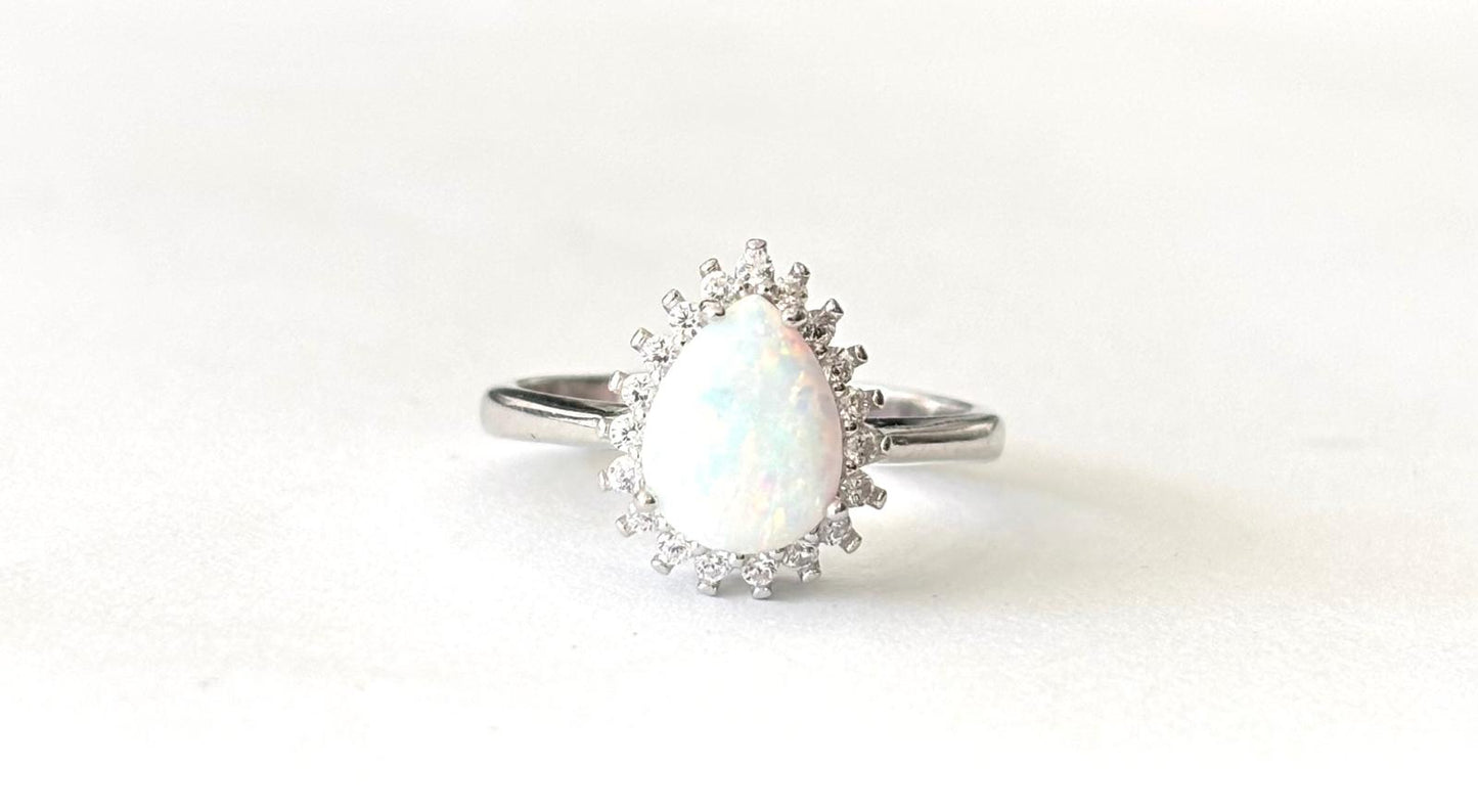 ANELLO GOCCIA CON OPALE E ZIRCONI - ARGENTO 925