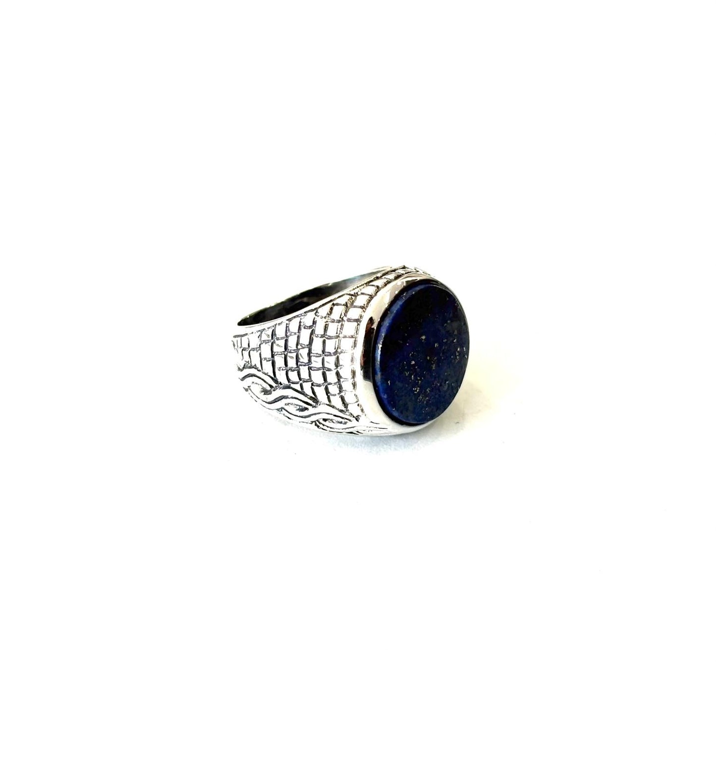 ANELLO LAPISLAZZULI TONDO PIATTO - ARGENTO 925