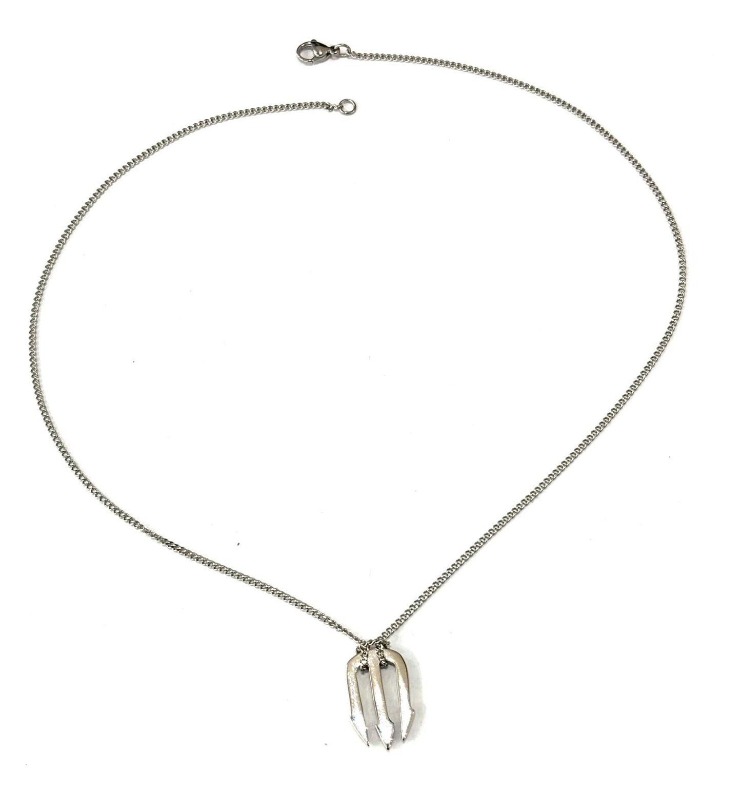 COLLANA TRIDENTE - CATENINA GROUMETTE ACCIAIO - CIONDOLO ARGENTO 925 RODIO