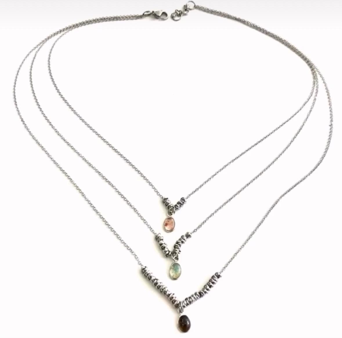 COLLANA TRIS A GRADAZIONE DI TORMALINA - ARGENTO 925