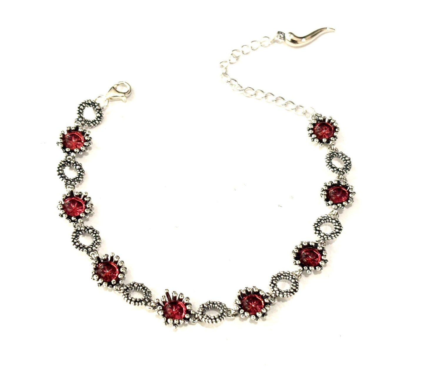 BRACCIALE LAVORAZIONE MICROSFERE E PIETRE NATURALI - ARGENTO 925 BRUNITO