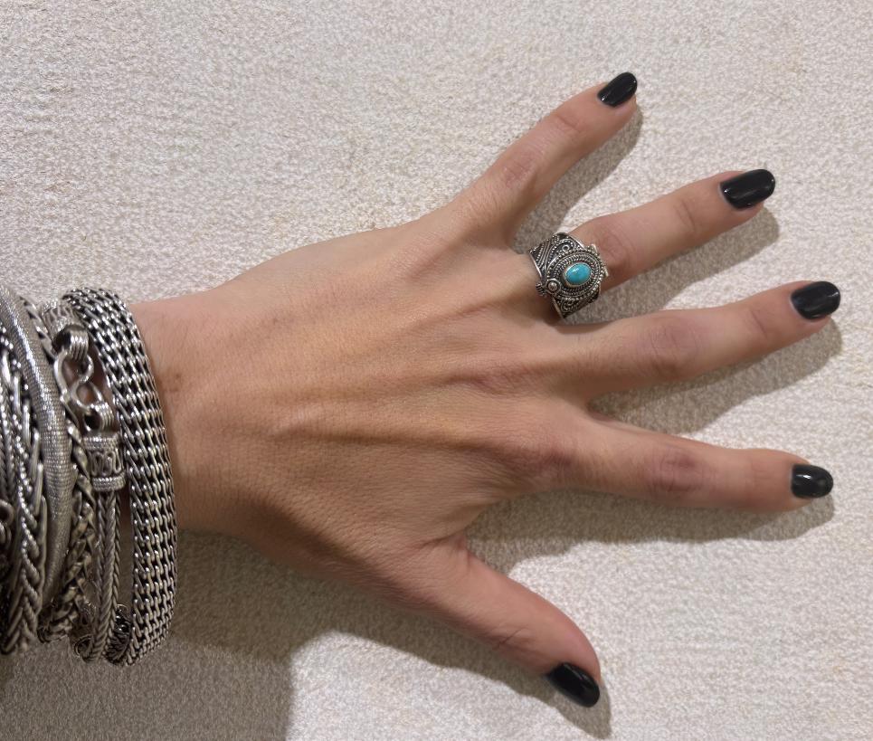 ANELLO PORTA PILLOLE - TURCHESE - ARGENTO 925