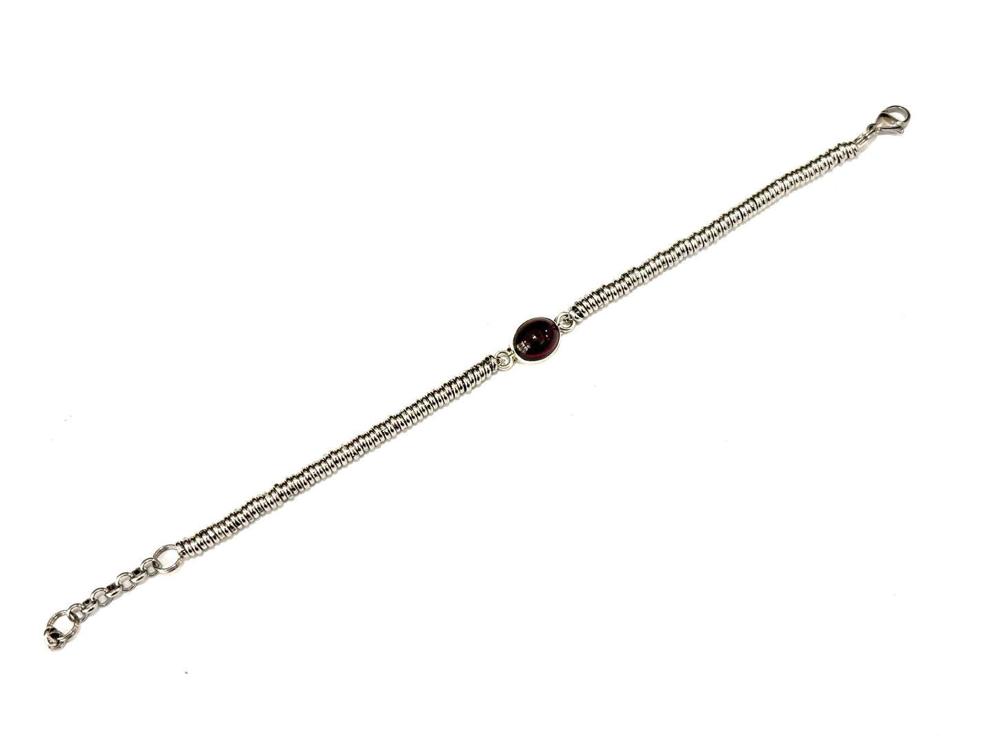 BRACCIALE ROLLERSTONE ACCIAIO - CENTRALE PIETRA NATURALE INCASTONATA IN ARGENTO 925