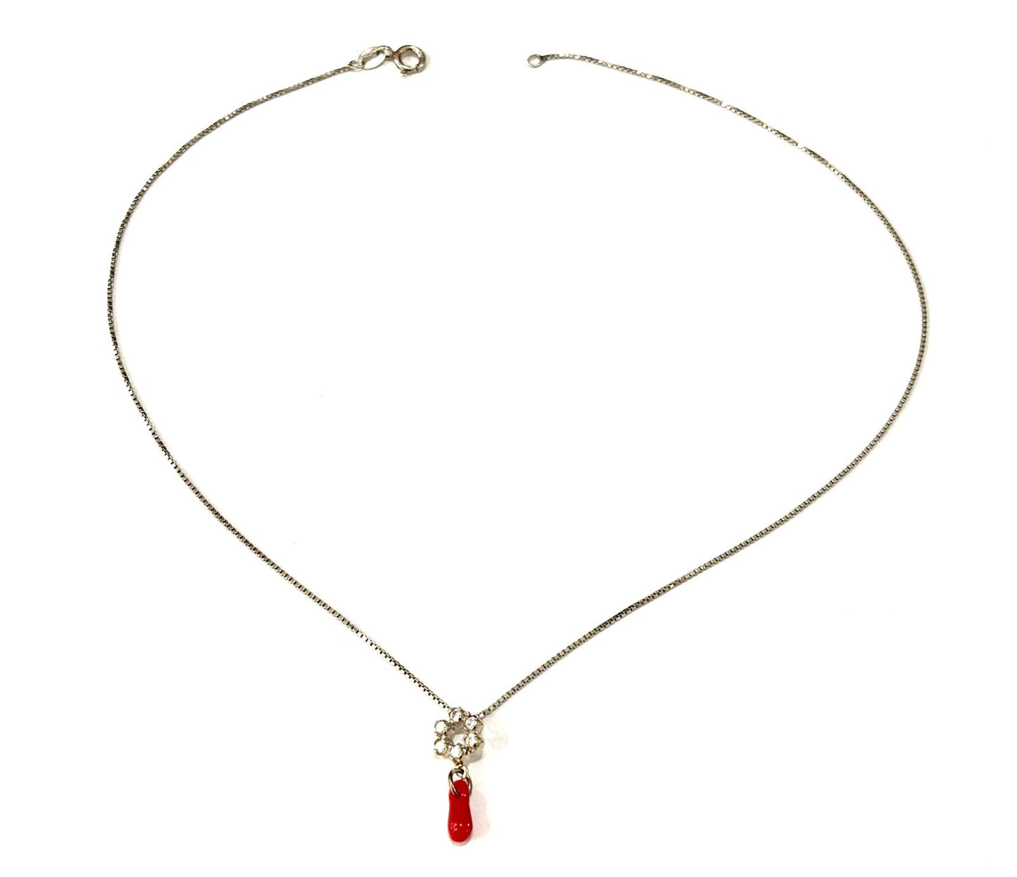 COLLANA ARGENTO 925 - ZIRCONI - CORALLO