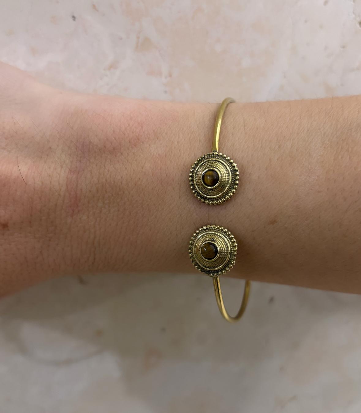 BRACCIALE DECORATO - OCCHIO DI TIGRE - OTTONE