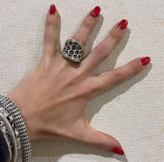 ANELLO DESIGN NIDO D'APE ARGENTO 925