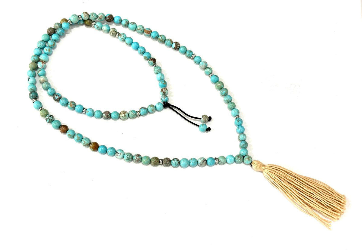 COLLANA MALA TIBETANO - AULITE TURCHESE MULTICOLOR 6MM