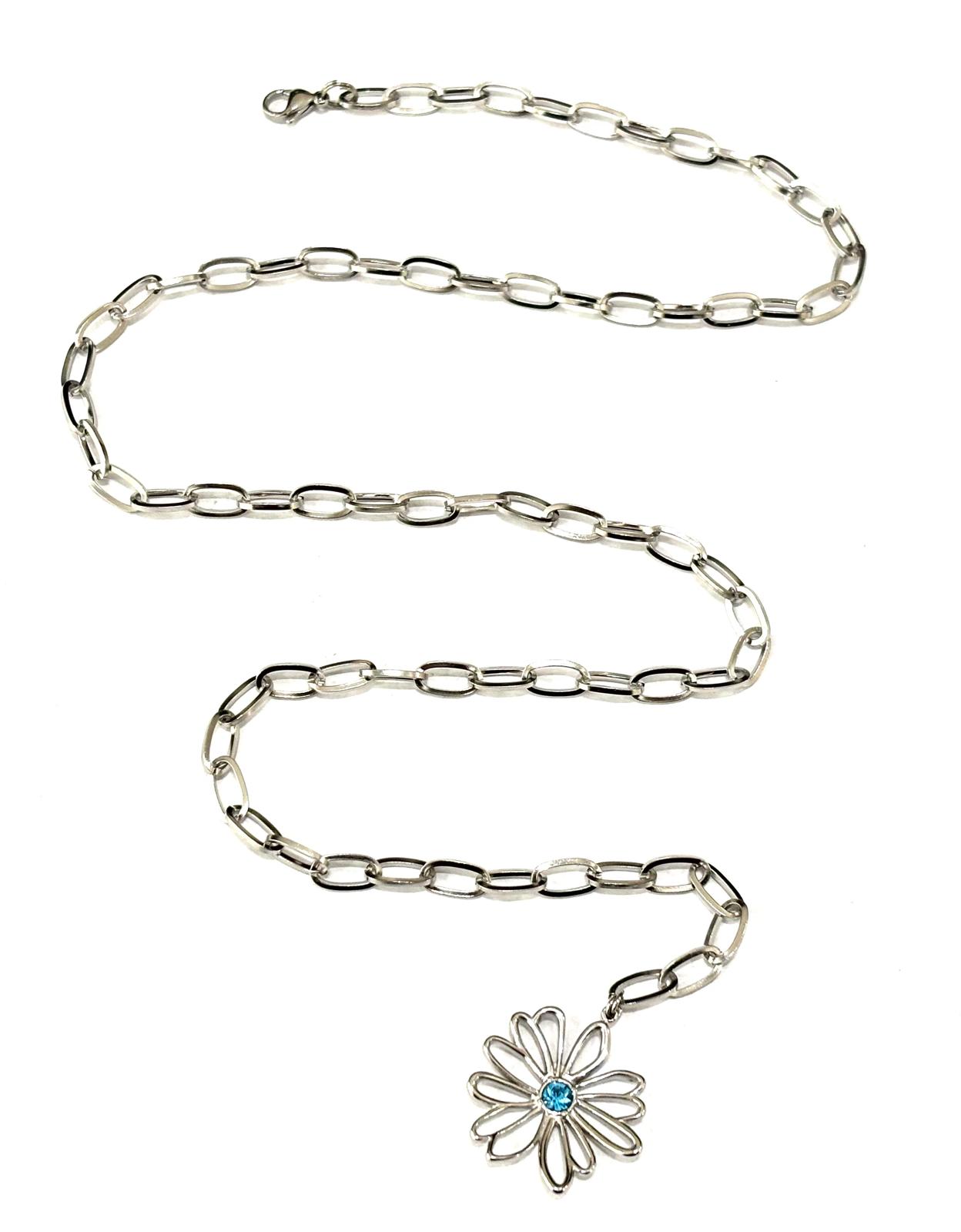 COLLANA FREE FLOWER ACCIAIO - MARGHERITA ACCIAIO - STRASS