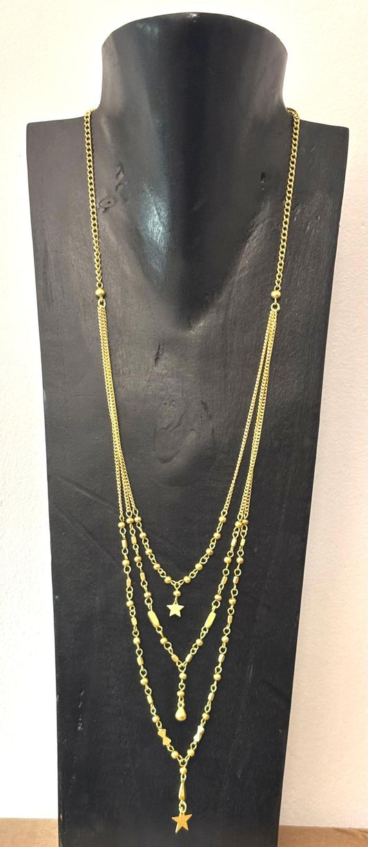 COLLANA MULTISTRATO OTTONE - CHARM STELLA