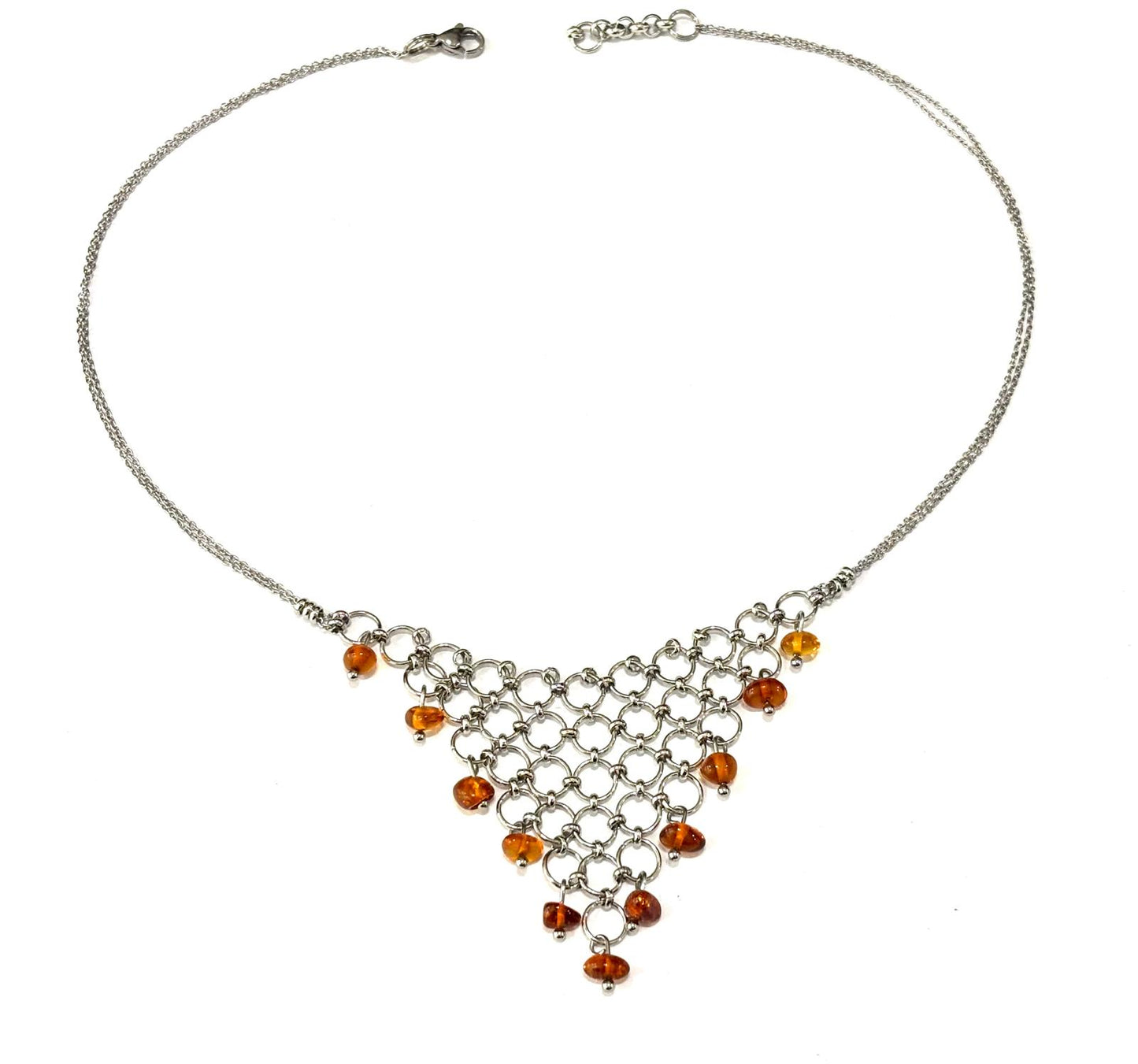 COLLIER RETE ACCIAIO - AMBRA
