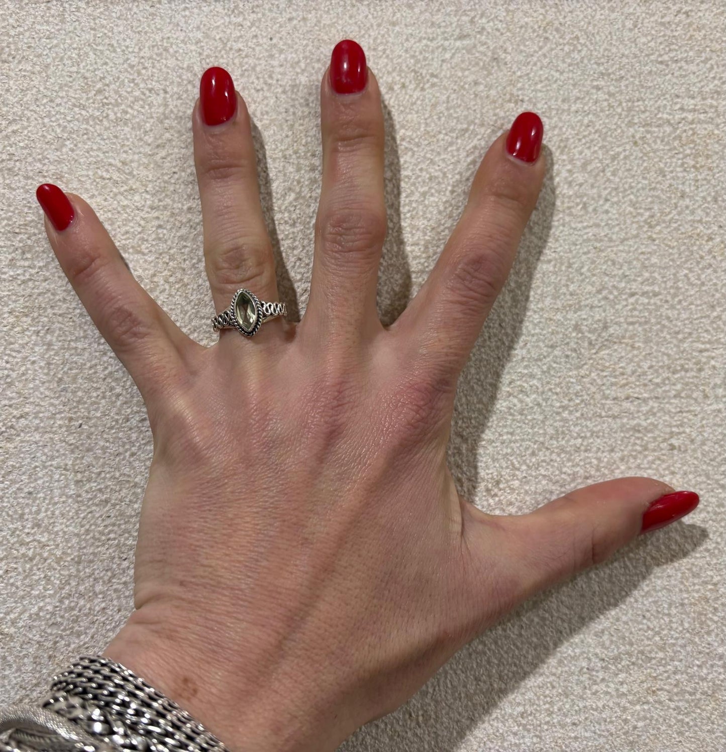 ANELLO SPOLETTA PREHNITE SFACCETTATO - ARGENTO 925