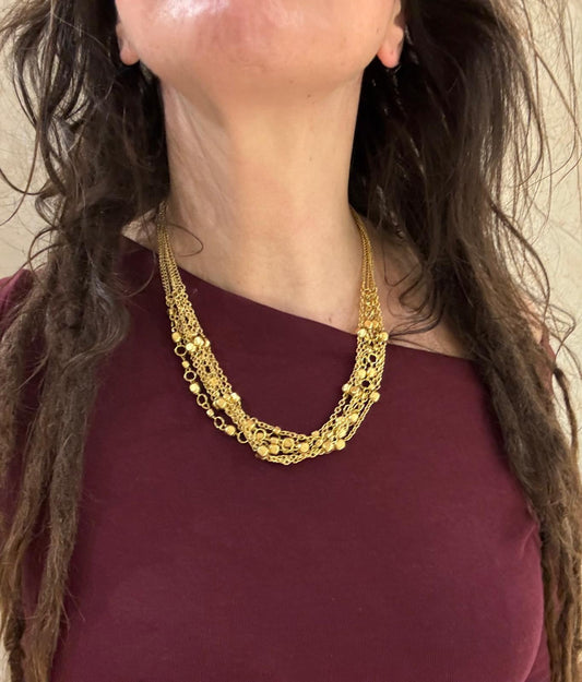 COLLANA OTTONE MULTIFILO CON PEPITE