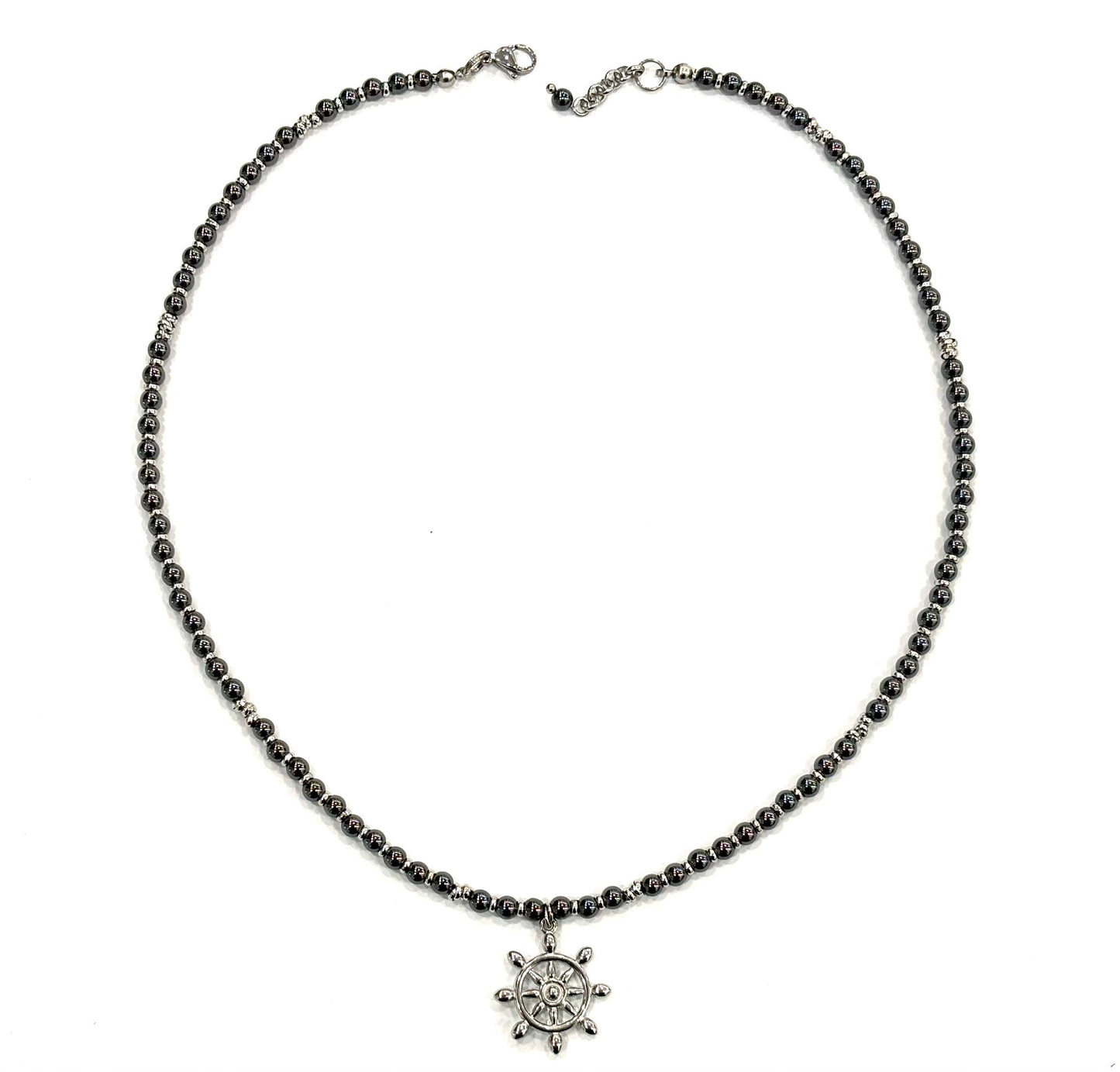 COLLANA GIROCOLLO ACCIAIO - EMATITE - TIMONE ACCIAIO