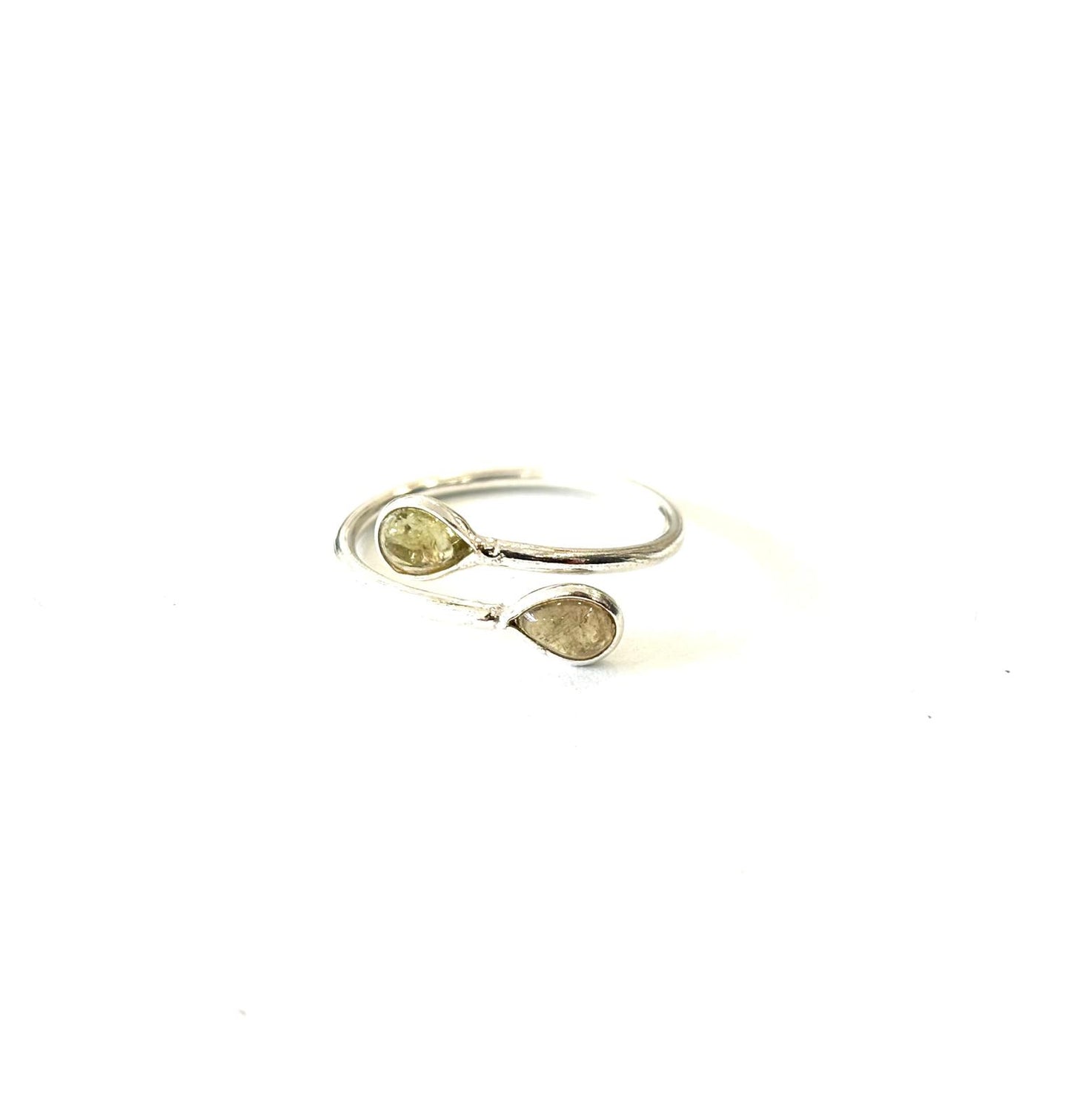 ANELLO GOCCIOLINA TORMALINA VERDE - ARGENTO 925 - REGOLABILE
