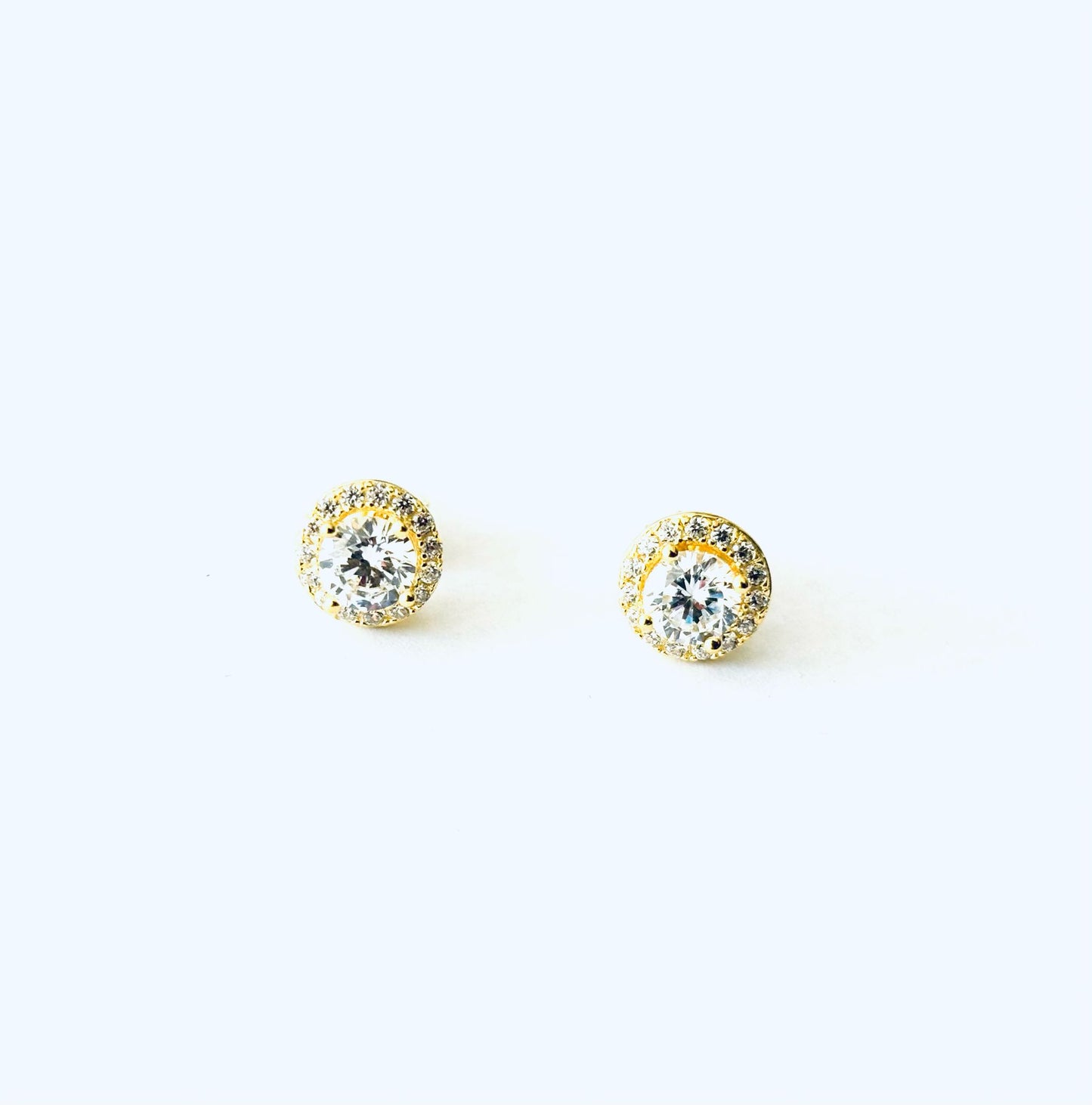 ORECCHINI ZIRCONE TONDO E GHIERA MICROPAVE - ARGENTO 925 GALVANICA DORATA
