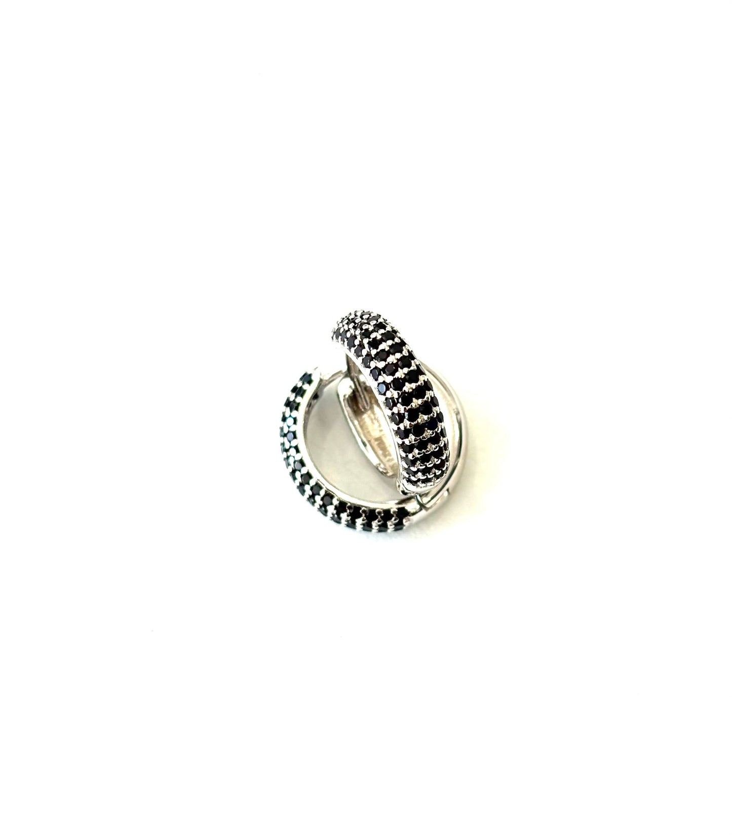 CERCHI PAVÉ DI ZIRCONI NERI - ARGENTO 925 RODIO