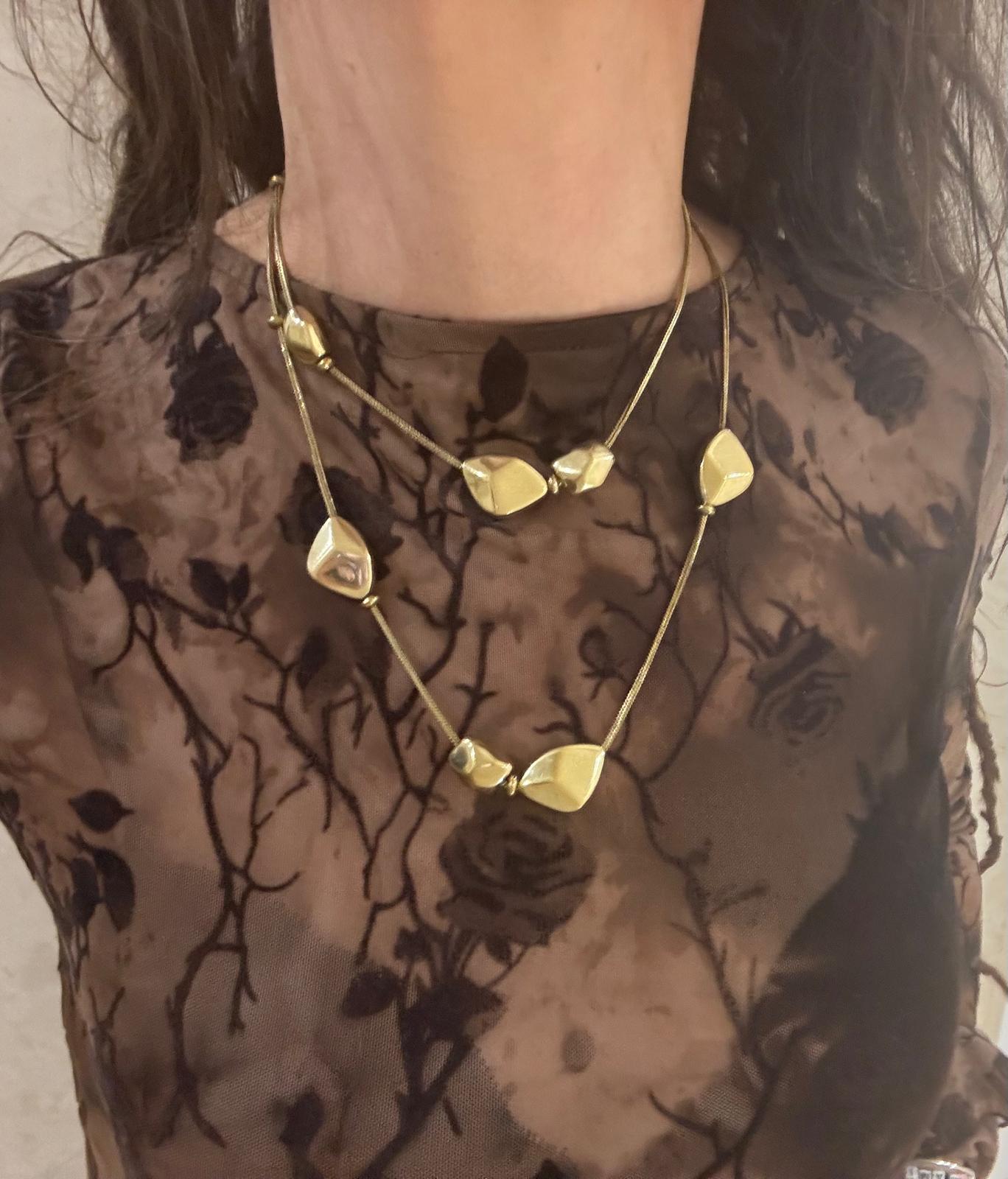 COLLANA OTTONE - ELEMENTI GEOMETRICI TRIDIMENSIONALI