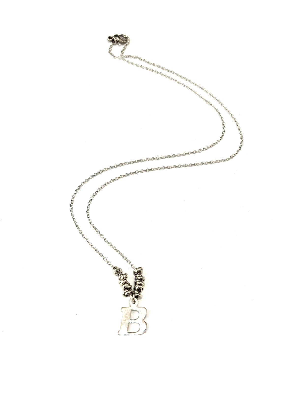 COLLANA INIZIALE - CATENINA ACCIAIO - CIONDOLO ARGENTO 925