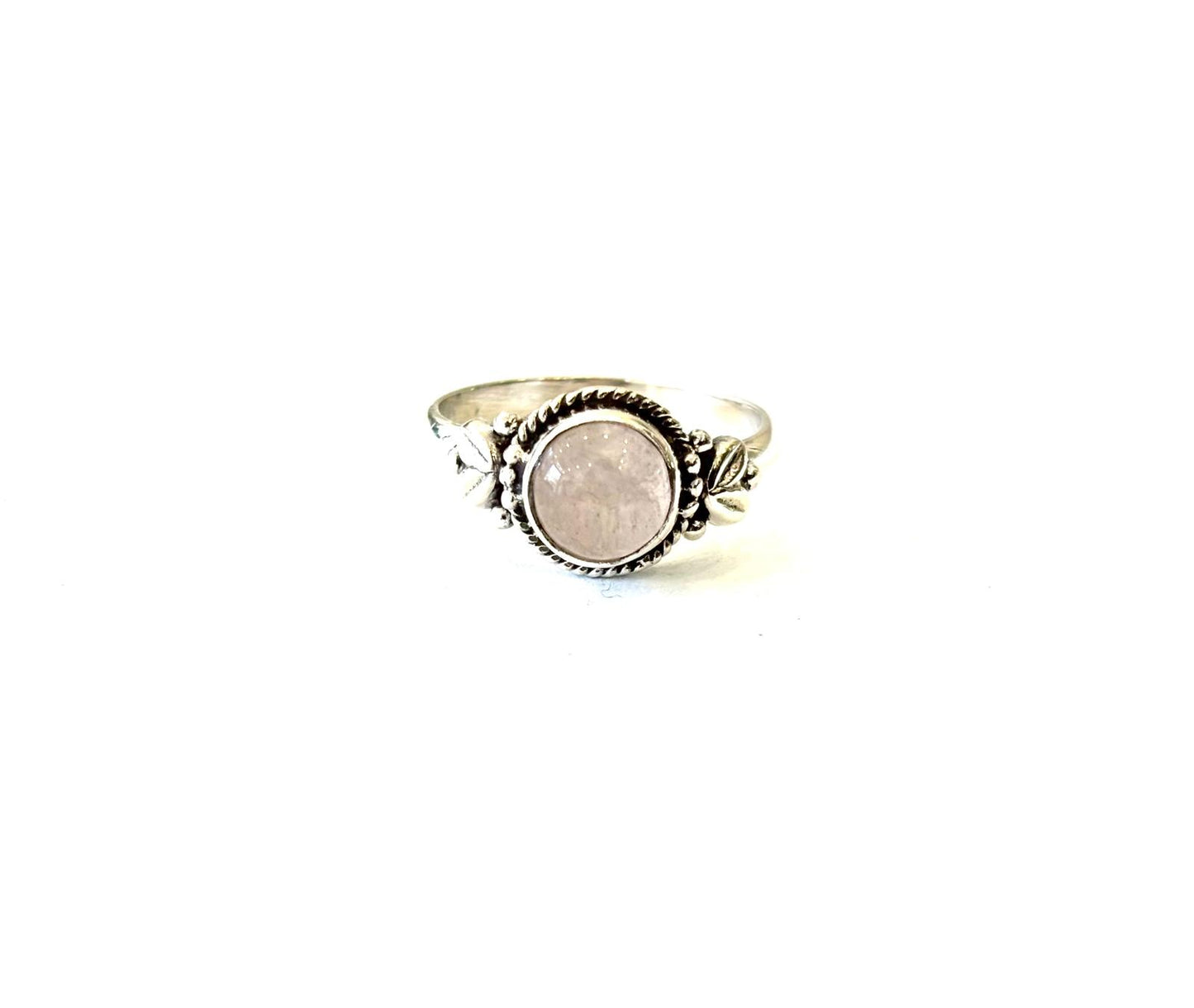 ANELLO QUARZO ROSA TONDO CABOCHON - ARGENTO 925