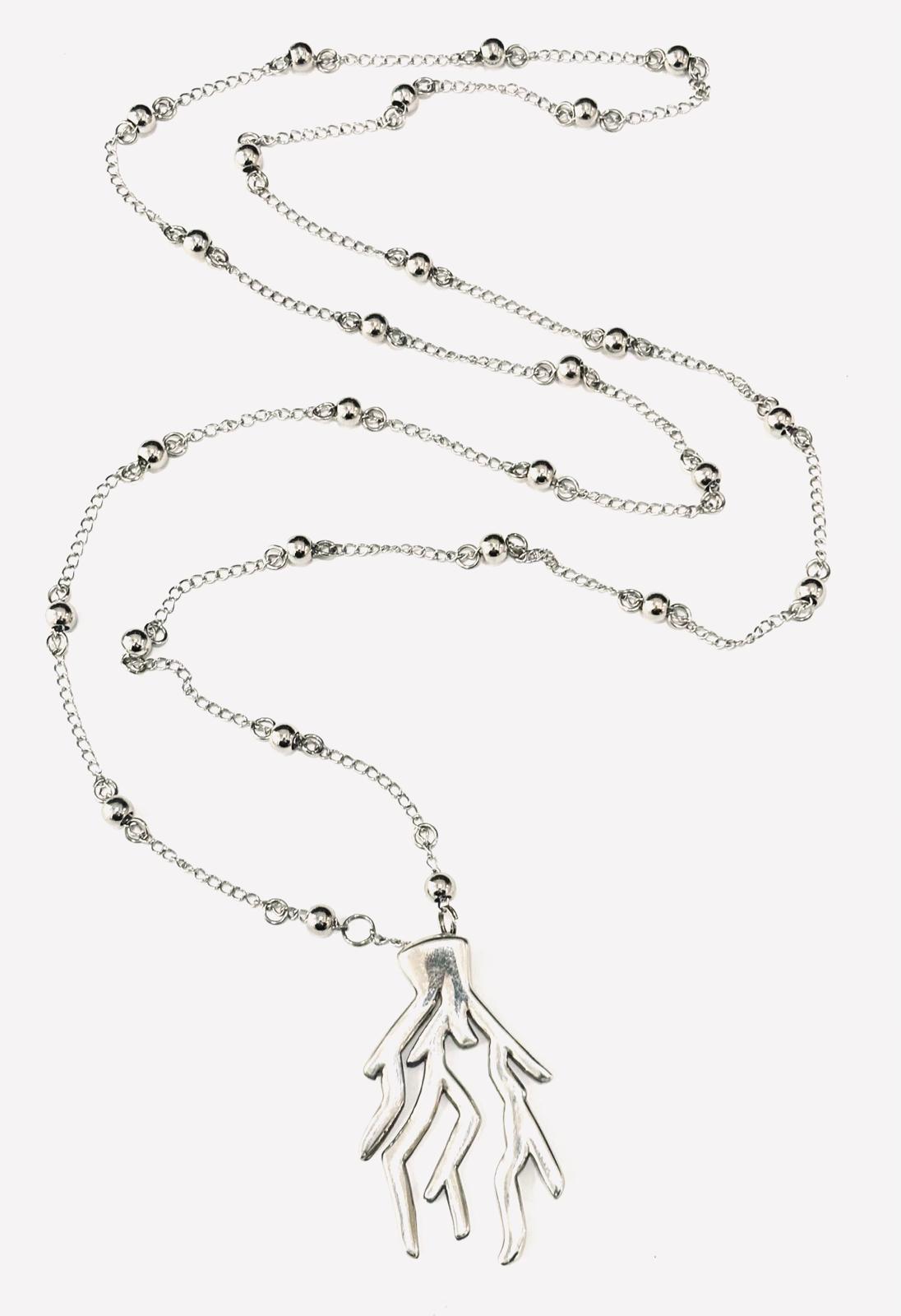 COLLANA ACCIAIO - CORALLO ARGENTO 925 RODIO