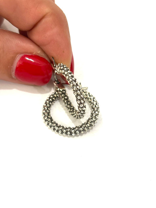 CERCHI CON LAVORAZIONE IN MICRO SFERE A RILIEVO - ARGENTO 925