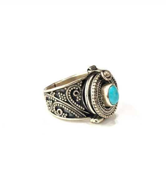 ANELLO PORTA PILLOLE - TURCHESE - ARGENTO 925