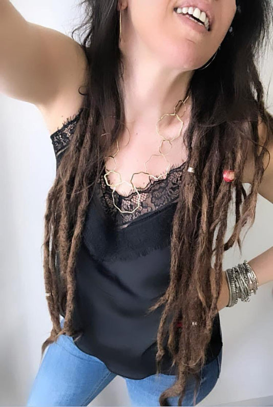 COLLANA OTTONE ANELLI IRREGOLARI