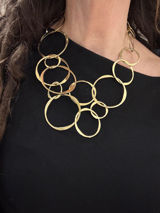 COLLANA STATEMENT OTTONE - CERCHI INTRECCIATI