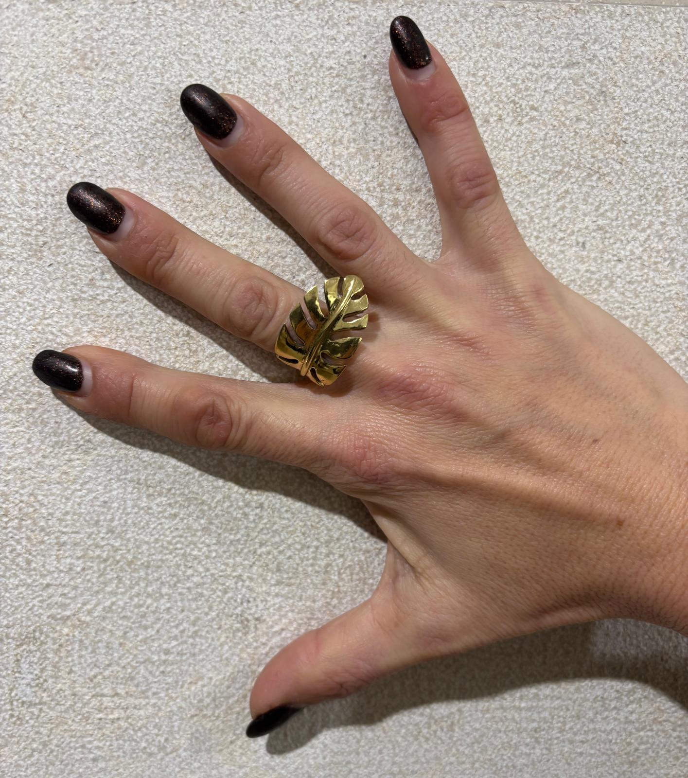 ANELLO OTTONE - FOGLIA MONSTERA