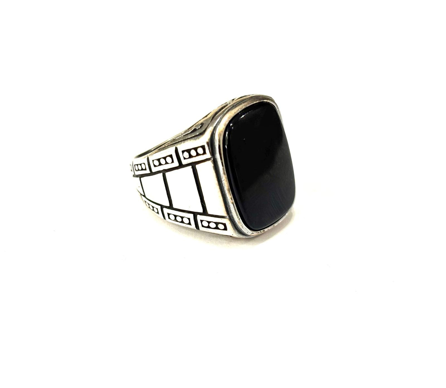 ANELLO ONICE RETTANGOLARE ARGENTO 925