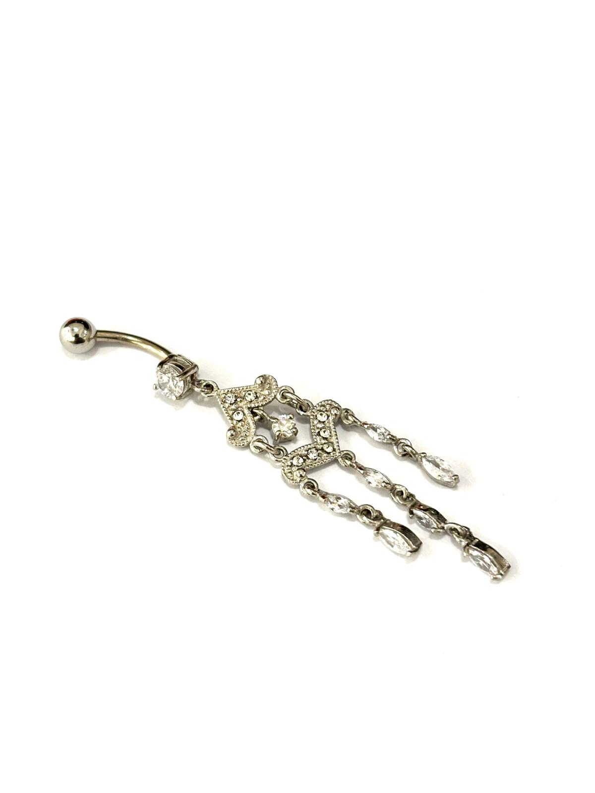 PIERCING OMBELICO CON PENDENTE ARGENTO 925 E ZIRCONI