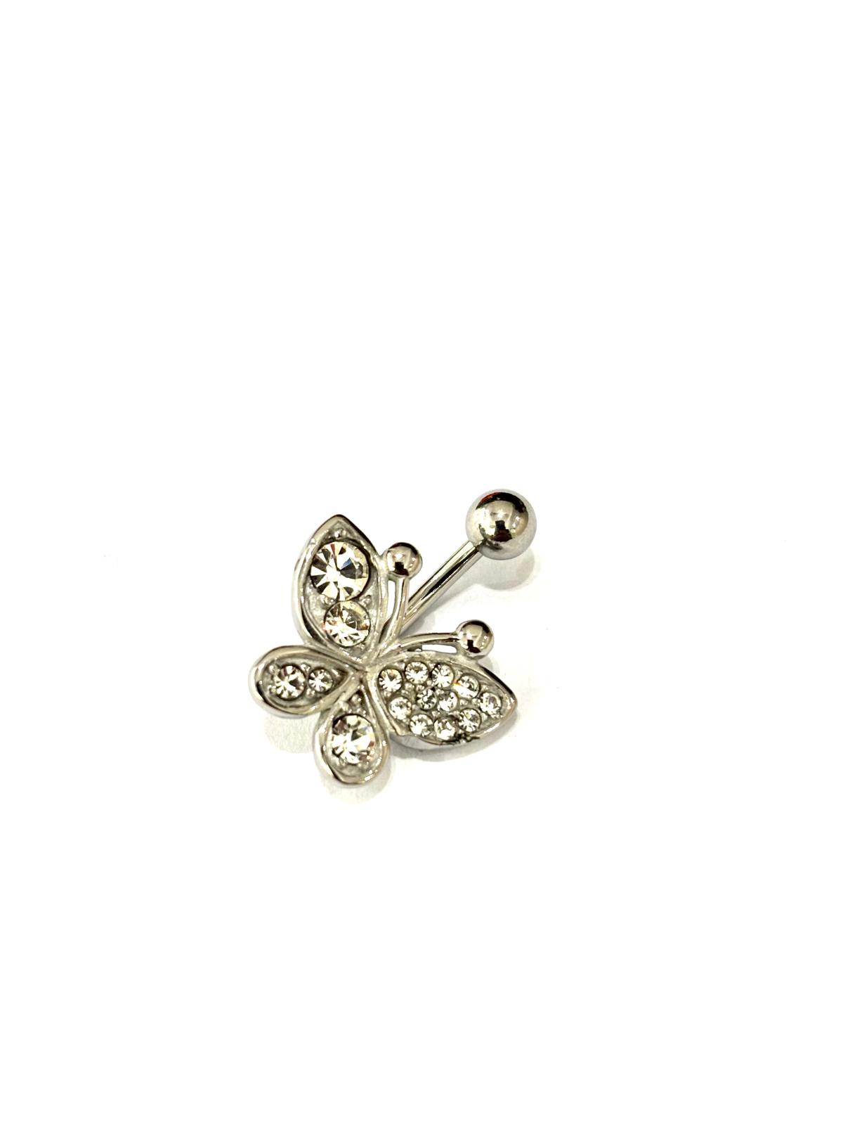 PIERCING OMBELICO FARFALLA - ACCIAIO 316L - STRASS